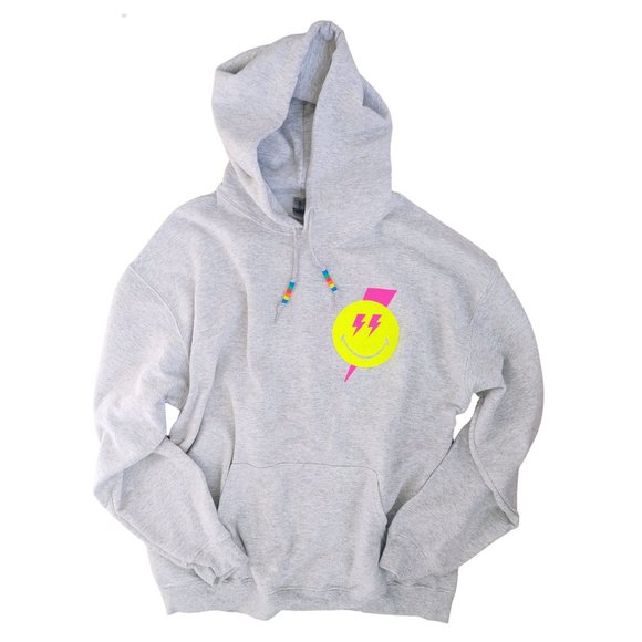 Smiley Face Lightning Bolt Hoodie - Picture 3 of 8